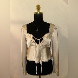 House of Harlow 1960 Cream Lace Trim Top